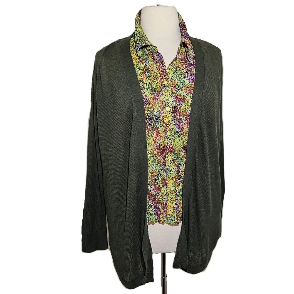 Woman’s Essentials by Milano Colorful Sleeveless Button Down Blouse 1X Like New! - Picture 15 of 15